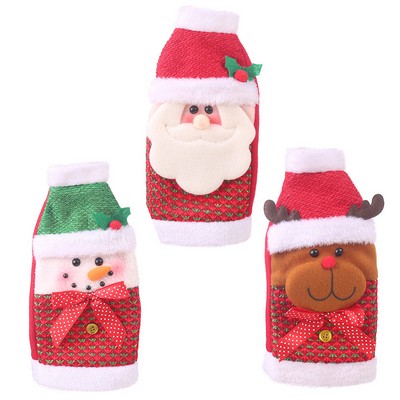 Christmas Cartoon Santa Snowman Reindeer Wine Bottle Cover Red Wine Sleeve