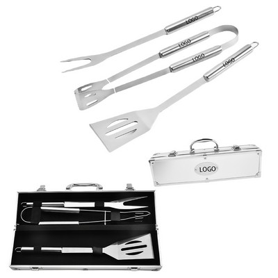 Portable BBQ Grill Tools Set With Aluminum Carry Case For Travel Camping Picnic