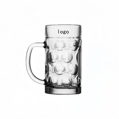 1000ml Heavy Duty Glass Beer Mug with Floral Base Design