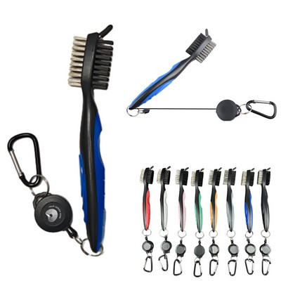 12" Golf Club Brush Groove Cleaner W/Retractable Carabiner