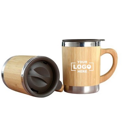 New 304 stainless steel bamboo shell insulated cup car portable business gift bamboo straight cup