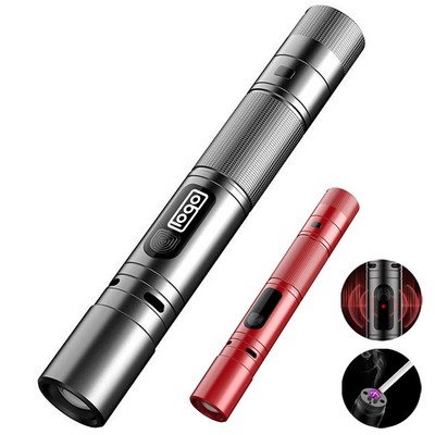 Rechargeable Tactical LED Flashlight w/ Arc Lighter & Alarm