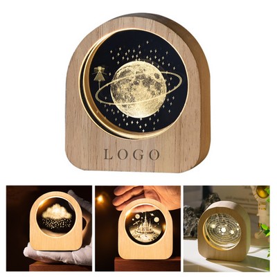 Luminous Crystal Ball Night Light Table Decor Figurine Lamp