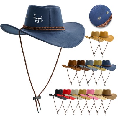 Western Cowboy Hat with Adjustable Windproof Rope