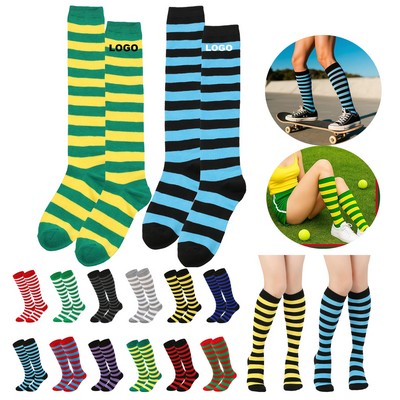 Custom Colorful Striped Tube Socks for Sports Teams