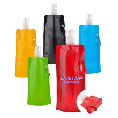 16 oz Foldable Water Bottle With Matching Carabiner