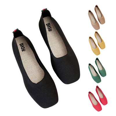 Women Breathable Knitted Flats