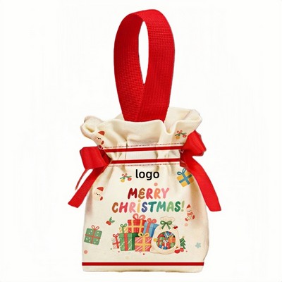Festive Christmas Gift Tote with Apple Design for Candies and Holiday Treats