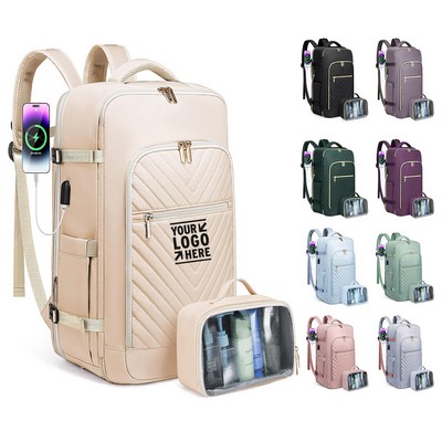 Personal Item 40L Travel Backpack Waterproof Large TSA 17" Laptop Daypack with 3 Packing Cubes