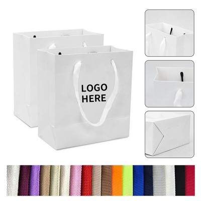 White Card Foil-Stamped Boutique Shopping Bags with Handles