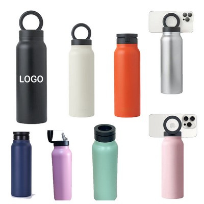 Magnetic Lid Water Bottle with Phone Stand