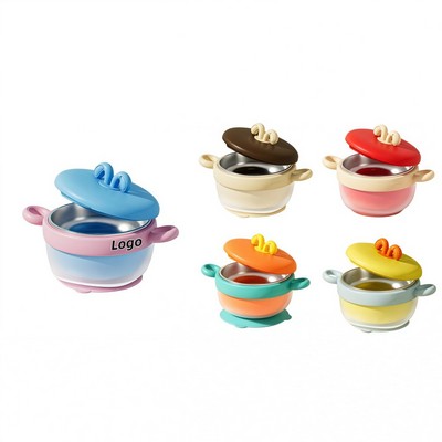 Insulated Stainless Steel Baby Food Bowl with Suction Base