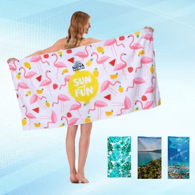 30 by 60" Sublimated Heavyweight Microfiber Beach Towel for Superior Absorbency and Softness