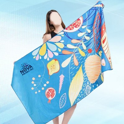25 by 50" Sublimated Microfiber Sand-Proof Beach Towel for Quick-Dry Comfort and Convenience