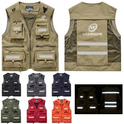 Multiple Security Workwear Hi Vis Reflective Stripes Multi Pockets Workwear Vest