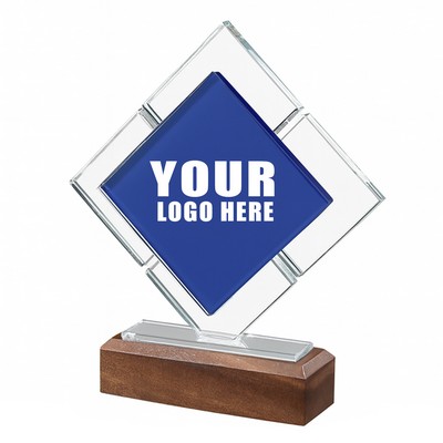 Crystal Trophy With Beech Wood Base