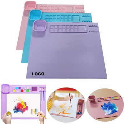 Custom Silicone Painting Mat with Built-In Paint Palette