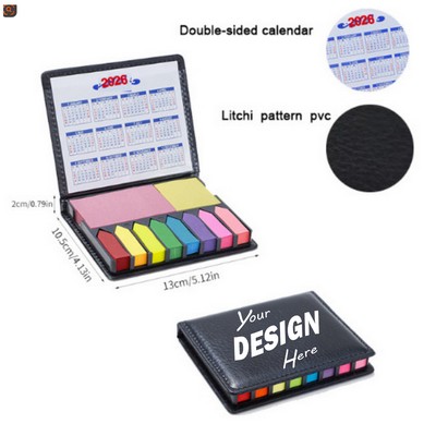 Executive PU Leather Sticky Note Set with Calendar
