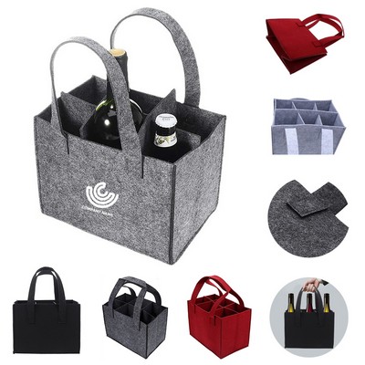 6 Bottle Felt Wine Tote Bag