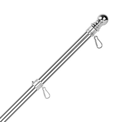 2' - 8' Flagpole with Rotating Clips Kit - Silver