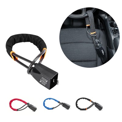 Steering Wheel Lock Car Seat Belt 3 Keys Fits Most Vehicles