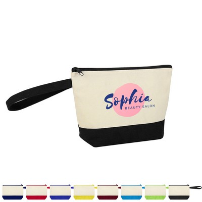 Two-Tone Cotton Canvas Zip Cosmetic Pouch