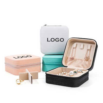 4" Pu Bead Velvet Travel Jewelry Organizer