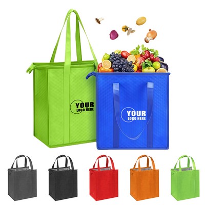 Non-woven Insulated Shopping Tote Bag(15" × 13" × 9.8")