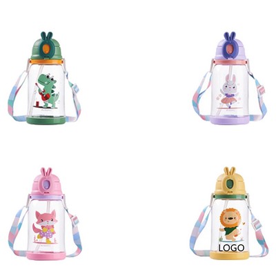 600ML Cute Plastic Water Cup With Straw And Large Capacity