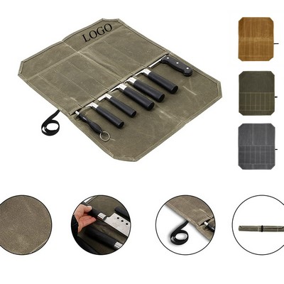 Waxed Canvas Knife Roll Bag
