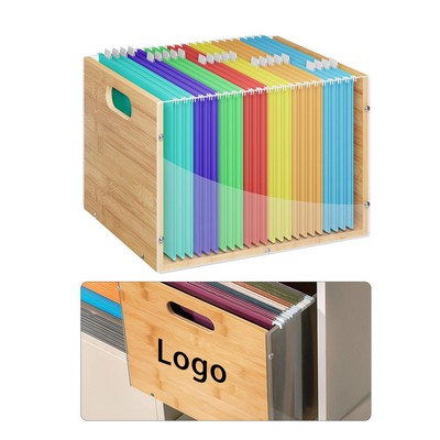 Clear Acrylic Bamboo File Folder Storage Box Organizer