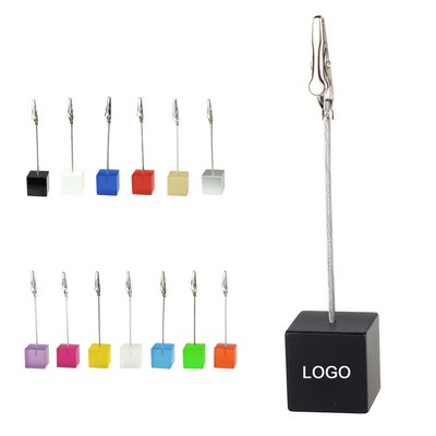 Desktop Cube Base Photo Clip Holder