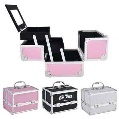 Aluminum Makeup Case with Mirror and Dividers