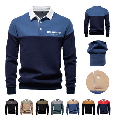 Mens Long Sleeve Polo Sweatshirts