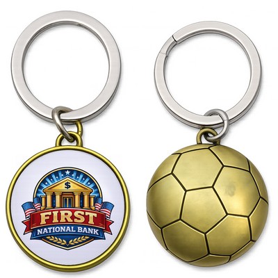 Soccer Ball Shaped Metal Keychain