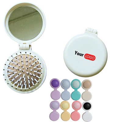 Portable Round Pocket Comb with Mirror