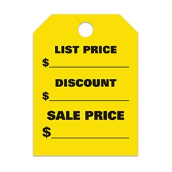 Jumbo Style List Price-Discount Price-Sale Price Mirror Hang Tags