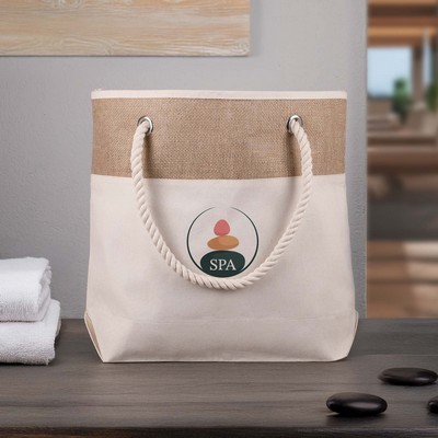 12 Oz. Sunriver Cotton Canvas Tote w/Jute Rope