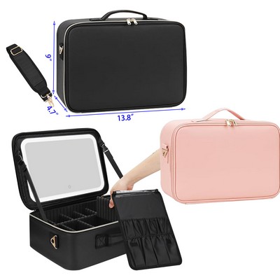 3 Colors Led Mirror Shoulder Strap Adjustable Dividers Brush Holder