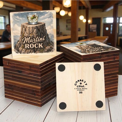 Square Wood Coaster Burnt Sides