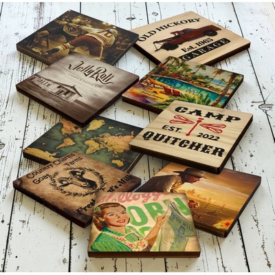 Square Wood Coaster Burnt Sides