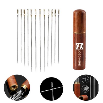 12 pcs Threading Needles With Wooden Case