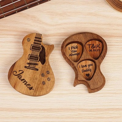 Personalized Wooden Guitar Picks with Box