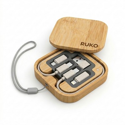 Eco Wheat Straw 5-in-1 Charging Cable Kit with Adapters
