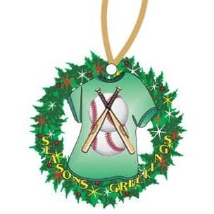 Baseballs & Bats T-Shirt Wreath Ornament w/ Black Back (4 Square Inch)