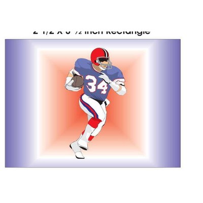 Football Player Rectangle Badge w/ Bar Pin (2.5"x3.5")