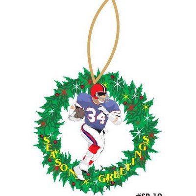 Football Player & Wreath Ornament w/ Clear Mirrored Back (6 Square Inch)