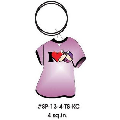 I Love Bowling T-Shirt Key Chain w/Mirrored Back (4 Square Inch)