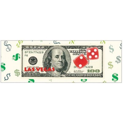 Las Vegas Dice $100 Bill Panoramic Badge w/ Bar Pin (1 5/8"x4 5/8")