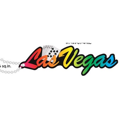 Las Vegas w/ Royal Flush Promotional Key Chain w/ Black Back (2 Square Inch)